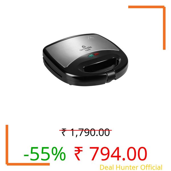 Arrozic Cosmo Sandwich Maker, 750 Watt, Non-stick Fixed Grill Plates, Auto Cut Off, Black