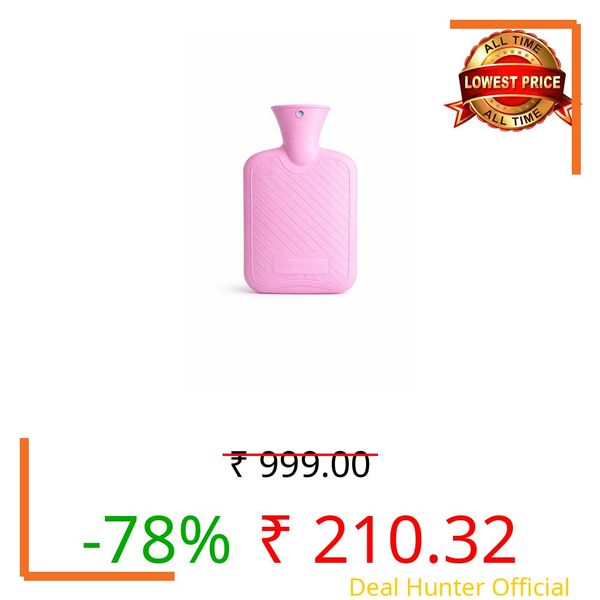 FIDEO (2 Litre) Rubber Hot Water Bag for Hot and Cold Therapy | Non Electric Heating Bottle for Pain Relief Period Cramps Muscle Aches Back Neck Shoulder Comfort | Leak Proof Design