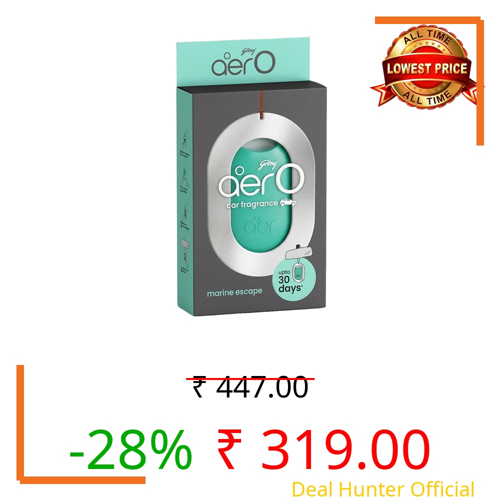Godrej aer O – Hanging Car Air Freshener – Marine Escape - Pack of 3 (22.5g) | Gel Lasts up to 30 days | Car Accessories