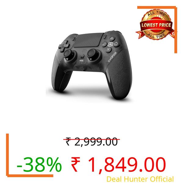 EvoFox Play 2 PS4 Controller & PS5 (PS4 Games only), Playstation 4 Controller Bluetooth & Wired with HallSense™ Magnetic Joysticks & Triggers, 1000Hz Polling, Touchpad, Built-in Speaker & 3.5mm Jack