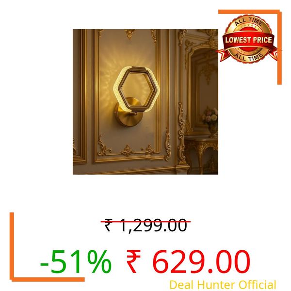 OJIT LIGHT DECORATION Modern Glass Wall Light | Vintage Brass Finish Wall Sconce | Warm Decorative Wall Lamp for Bedroom, Living Room, Hallway & Bedside
