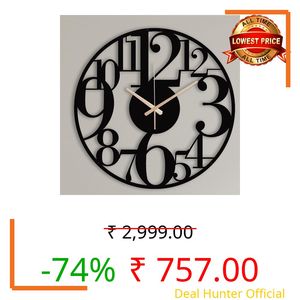 Metal Wall Clock for Living Room, Bedroom, Office, Kitchen, Home and Hall, Stylish Designer Latest Big Size Modern Wall Watch for Home Decor Black (Numeric, 40 CMS)