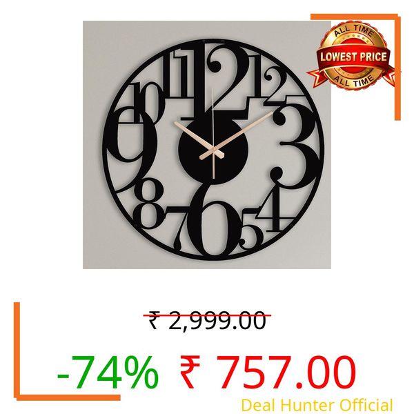 Metal Wall Clock for Living Room, Bedroom, Office, Kitchen, Home and Hall, Stylish Designer Latest Big Size Modern Wall Watch for Home Decor Black (Numeric, 40 CMS)