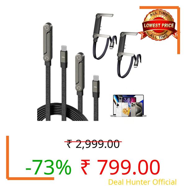 2-in-1 Sideways Phone Charger with Invisible Holder | 240W Fast Charging Cable with Built-in Stand for Smartphones & Tablets