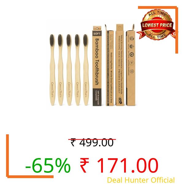Organic Bamboo Toothbrush | Charcoal Activated Soft Bristles Biodegradable Handle Neem-Treated Antibacterial Compostable Eco-Friendly Oral Care Adults (5, Adult)