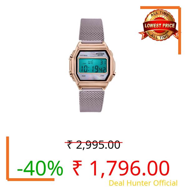 Sonata Poze 8 Quartz Digital with Pink Dial Pink Mesh Strap Watch for Women - SP80170WM01W