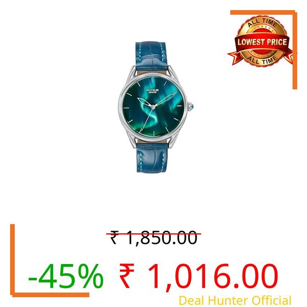 Sonata Poze 8 Quartz Analog Northern Lights Inspired Watch for Unisex with Blue Luminous Dial & Blue Leather Strap – SP70100SL01W
