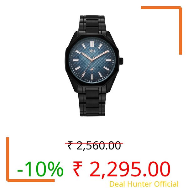 Fastrack Vyb Quest with Quartz Analog Blue Dial Black Zinc Alloy Strap Watch for Men - FV30042NM01W