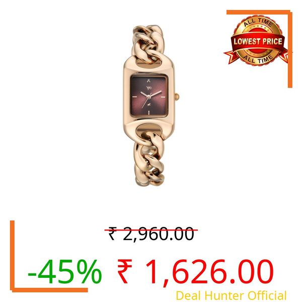 Fastrack Vyb Prodigy with Quartz Analog Burgundy Dial Rose Gold Alloy Strap Watch for Girls - FV60125WM01W