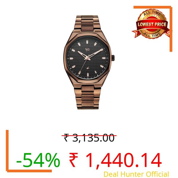 Fastrack Vyb Nimbus with Quartz Analog Black Dial Brown Zinc Alloy Strap Watch for Men - FV30043QM01W