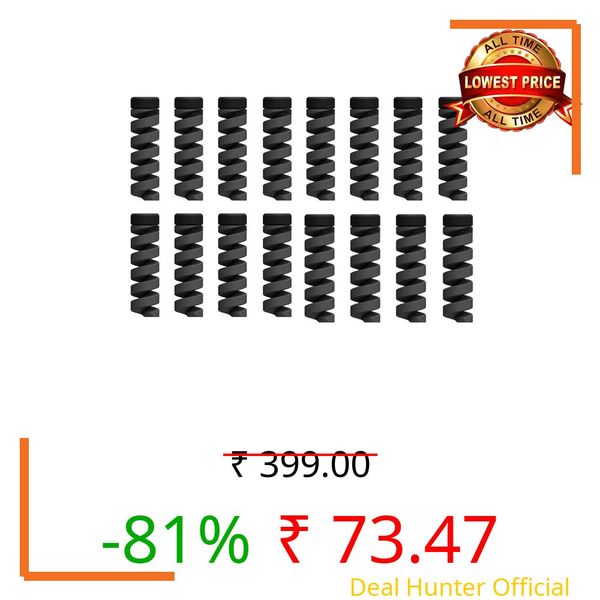 skysia Spiral Cable Charger Protector Wire Protector – Data Cable Saver, Earphone Cable Cover, Cords Protective Wire Winder Sleeve Charger Cover (Black End Guard (16 Pcs))