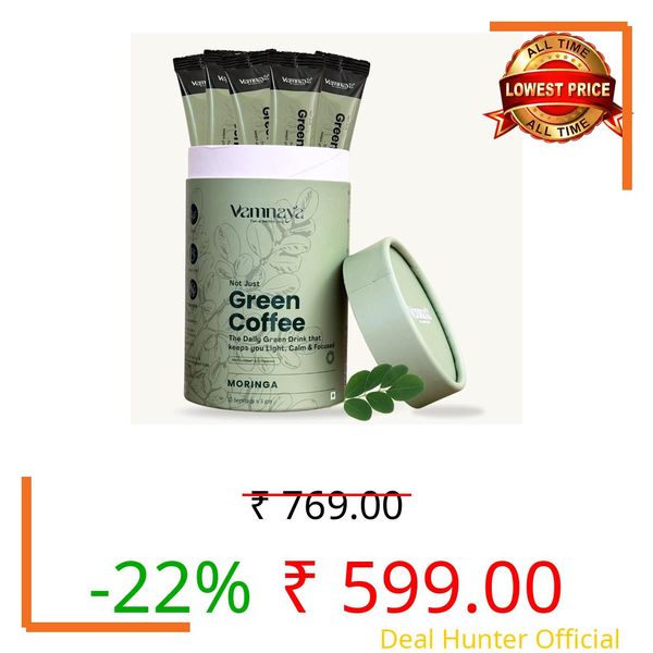 Vamnaya ACV & Moringa Green Coffee for Weight Loss & Gut Detox, Energy & Calm with Clinically Tested Prebiotics, ACV, L-Theanine | Natural, Sugar-Free Metabolism Booster (Pack of 1)