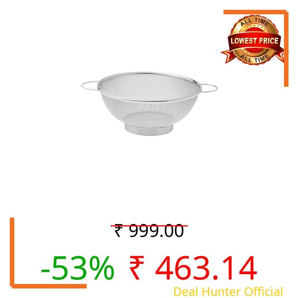 Zensil Stainless Steel Mesh Colander with Handles  Fine Strainer Basket for Washing Fruits, Vegetables, Pasta & Rice  Rust Resistant Kitchen Sieve Bowl (Size_10NO, 25 CM)