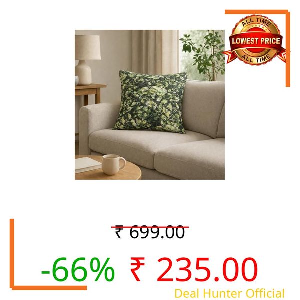 Premium Printed Quilted Cushion Cover 18X18 Inch – Set of 1 | Soft Plush Decorative Square Throw Pillow Covers with Velvet Back, Washable Cushion Covers for Sofa, Couch & Bed - [GREEN LEAF]