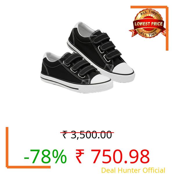 TrenDuty Light Weight Tape Canvas Women Sneakers Black 6