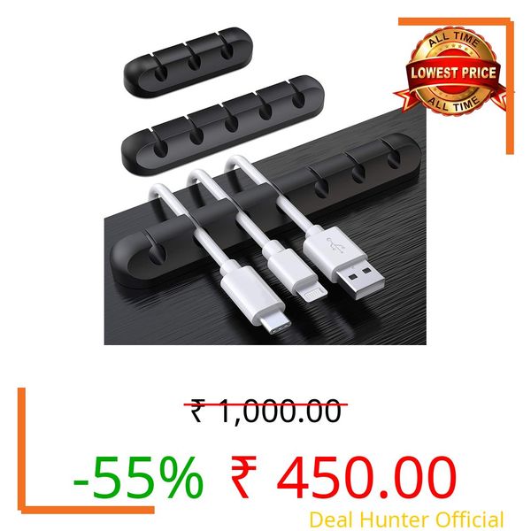 SOULWIT Cable Holder Clips, 3-Pack Cable Management Cord Wire Organiser Self Adhesive for Desktop Table Charging Cable Nightstand Power Cord Mouse Cable Wire Office Home - Black