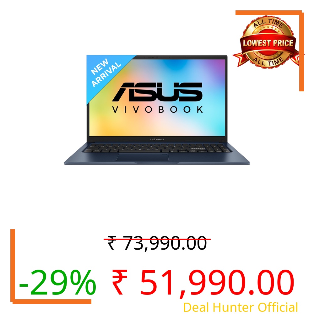 ASUS Vivobook 15, (i5 14th Gen) Intel Core 5 120U,Thin & Light Laptop (16GB RAM/512GB SSD/FHD/15.6"/60Hz/Backlit Keyboard/Windows 11/Office 2021/Quiet Blue/1.70 kg) X1504VAP-BQ1542WS