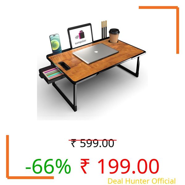 Trailbrix Study Table Bed Table Premium Laptop Table/Foldable and Portable Wooden/Writing Desk for Office/Home/School (WOOD COTED)