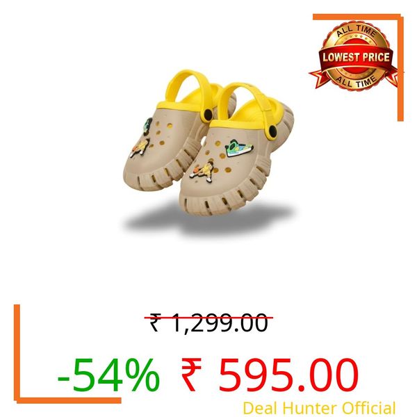 TRASE Kids Lightweight Clogs with Backstrap | Breathable Slip-On Sandals for Boys & Girls | Easy Wear Outdoor & Indoor Footwear (Beige-Yellow, 34 Euro)