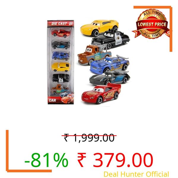 DREAMY DEN 6-Piece Die Cast Metal Toy Car Set - Unbreakable Mini Racing Vehicles for Kids - Movie-Themed Collectible Play Cars Return Gift for Boys 3+ (Multicolor)