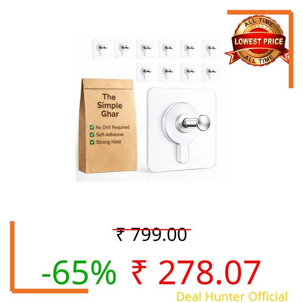 THE SIMPLE GHAR Hooks for Wall Without Drilling, Self Adhesive Hooks for Wall, Heavy Duty Strong Adhesive Hooks for Photo Frame, Wall Decor Frame, Sticky Photo Frame Hangers Waterproof