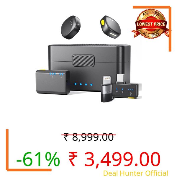 LEKATO Wireless Microphone with Noise Reduction for Camera DSLR, iOS & Android, 360° Audio Pickup, Long Range & Battery Life | Mic for YouTube Video Recording & Vlogging