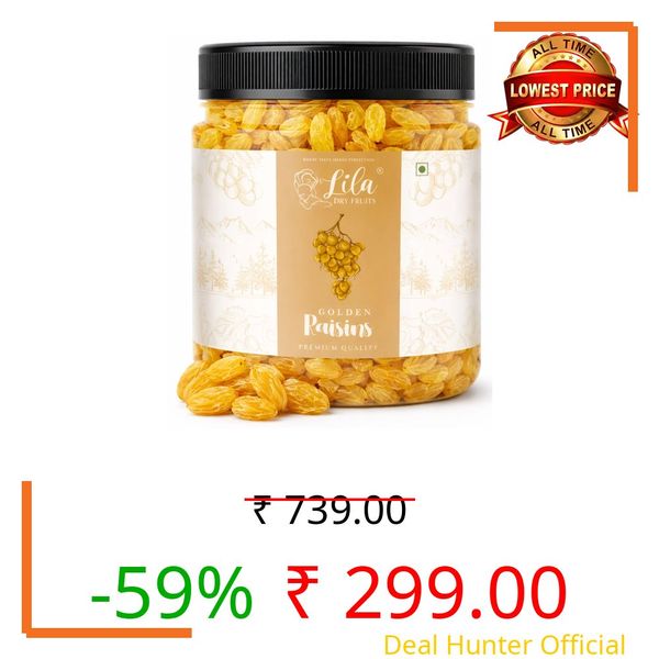 LILA DRY FRUITS Golden Raisins Kishmish 500g Delicious Healthy Snacks | Naturally Sweet Golden Kismis for Daily Use Dry Fruits for Snacking, Cooking, Baking & Desserts Perfect for Giftings