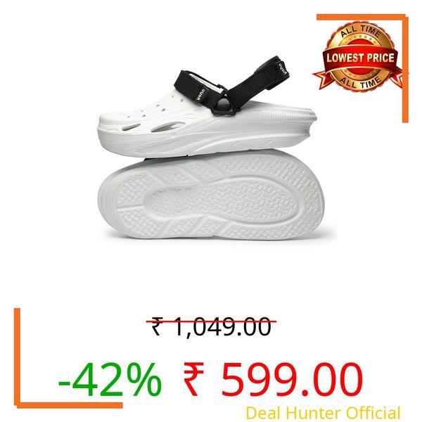 YOHO Dual Hacker Clogs Sandals for Men, Lightweight, Comfortable, Anti Skid, Adjustable Straps & Waterproof | Footwear for Man/Gents/Boys | White - UK 10