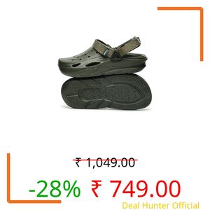 YOHO Dual Hacker Clogs for Men & Boys | Waterproof Monsoon Footwear & Rainy Sandals | Adjustable Strap | Olive Green - UK 9