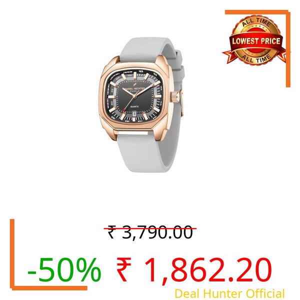 Daniel Hechter Paris Marie Collection Analog Watch for Men with Square Dial, Date Display, Quartz Movement & Silicone Strap - DHW2023-07
