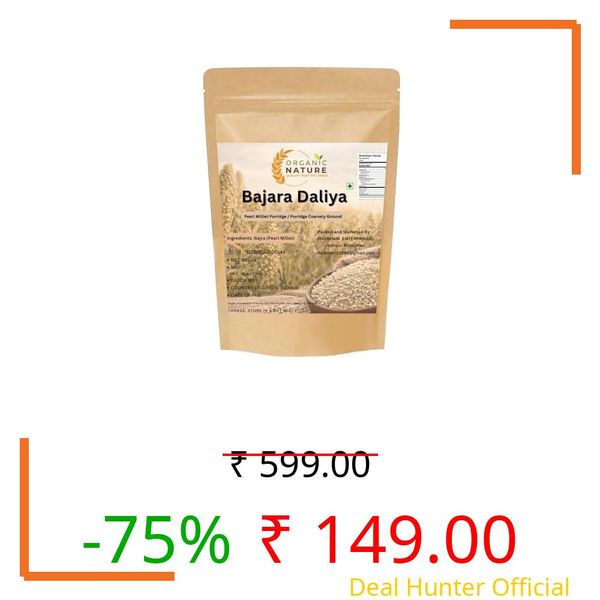 ORGANIC NATURE Bajra Daliya (Pearl Millet Broken) 400gm| High Fibre Millet | Healthy Whole Grain for Porridge & Khichdi