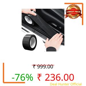 H HANUMANT ENTERPRISE Carbon Fiber Anti-Scratch Adhesive Tape | Door Sill Protector Strip | Car Door Protector Edge Guards | Vinyl Wrap | Waterproof & Durable Paint Protection Film for Car(Black)