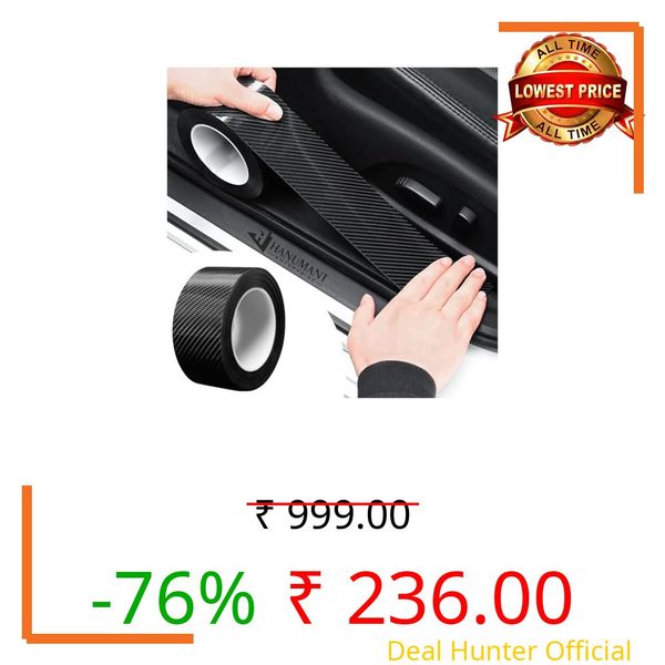 H HANUMANT ENTERPRISE Carbon Fiber Anti-Scratch Adhesive Tape | Door Sill Protector Strip | Car Door Protector Edge Guards | Vinyl Wrap | Waterproof & Durable Paint Protection Film for Car(Black)