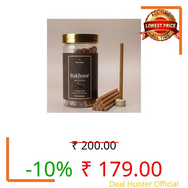 INCENSE HUB Bakhoor Dhoop Sticks in Jar | Charcoal-Free Natural Dhoopbatti | Low Smoke, Long-Lasting Floral Aroma for Pooja, Meditation & Home Fragrance | Pure Soul | 80g