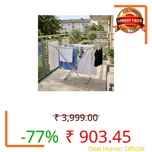 XL Kitchen Cloth Dryer Stand Double Rack Cloth Stainless Steel Foldable Stands for Drying Clothes Steel