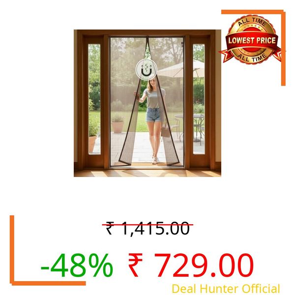 Wakefit Polyester Mosquito Net for Door & Window with Magnet | Mesh Curtain for Doors | Auto-Closing, Easy Install, Protection from Mosquitoes & Insects | Pets & Kids Friendly | Brown | 200x100 cm