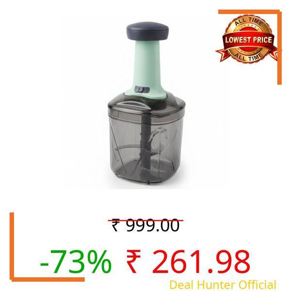 Manual Push Vegetable Chopper for Kitchen – 5 Blade Hand Press Food Chopper for Onion, Tomato, Garlic, Nuts & Fruits – Large Bowl BPA Free Plastic Vegetable Cutter & Onion Chopper (L-1100 ML) (1 Pc)