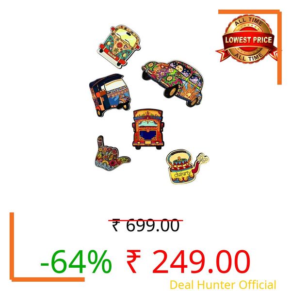 Zesta Wooden Fridge Magnets Set | Cute Refrigerator Decor Magnets for Kitchen | India Souvenir Fridge Magnet Collection | Stylish Wooden Magnet for Fridge Door Decoration