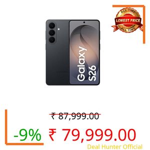 Samsung Galaxy S26 5G (Black, 12GB RAM, 256GB Storage), AI Phone, Photo Assist, Creative Studio, 50MP Camera with ProVisual Engine, Powerful Customized Processor and 4300mAh Battery