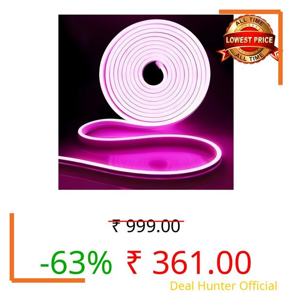 BUDWILL 16.4 Feet LED Neon Strip Light | 12V Adapter, Waterproof IP65, Silicone Flexible Rope Light for Home Wall Décor & Gaming Room| Led Strip Lights | Neon Lights 5 Meter | (Pink)