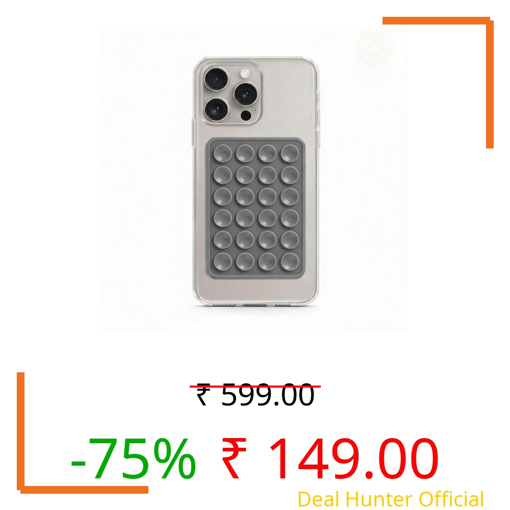 Dhanlaxmi Impex Silicone Suction Phone Case Sticker | Hands-Free Mobile Holder Grip | Strong Suction Pad for Mirror, Shower & Smooth Surfaces | Video Recording Accessory | Grey | Pack of 2
