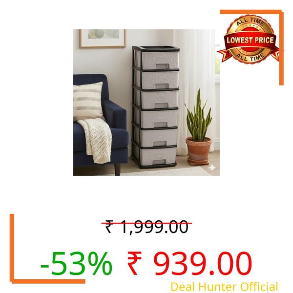 6XL Plastic Modular Drawer System for Home, Office, Hospital, Parlor, School, Doctors, Home and Kids, Product Dimension When assembeled (30cmx38cmx92 cm) (Grey, 6XL)