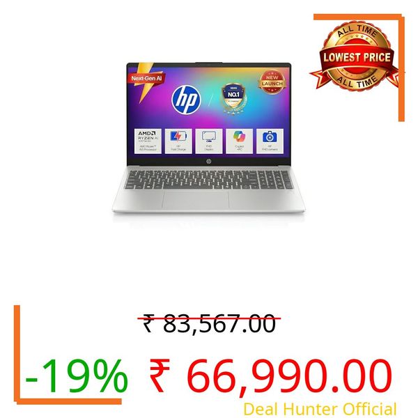 HP OmniBook AMD Ryzen 5 New AI 330 Processor (24GB DDR5 Ram, 1TB SSD), Anti-Glare,15.6''/39.6cm FHD, Win11,Office24, Silver,1.7kg, FHD Camera with Shutter, Fingerprint Reador, Backlit KB fn0074AU