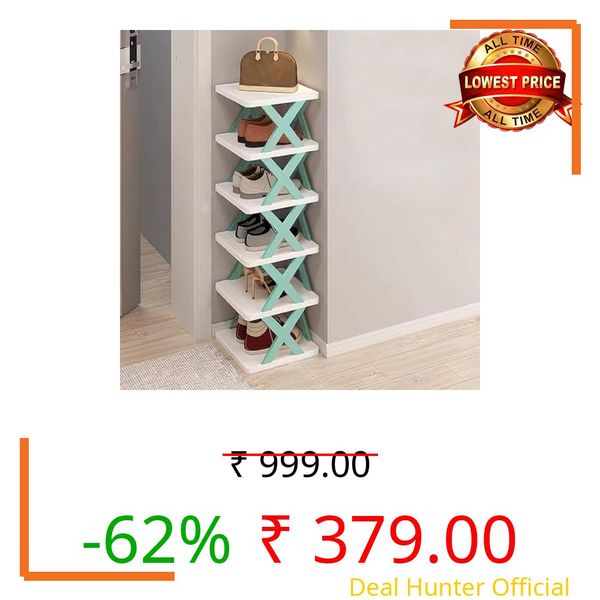 Vibhastu Trading Smart Shoe Shelf with 6 Layer Shoes Stand Multifunctional Entryway Foldable & Buyerzone Collapsible Door Shoe Rack Free Standing Heavy Duty (6 Layer)