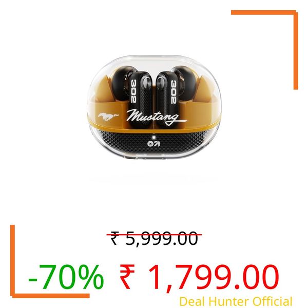 GOBOULT Mustang Sprint in Ear Earbuds with 60H Playtime, Amp App Support, 32dB Active Noise Cancellation, Quad Mic ENC, Dual Device Pairing, 10mm Driver, BTv 6.0 Wireless (Turbo Yellow)