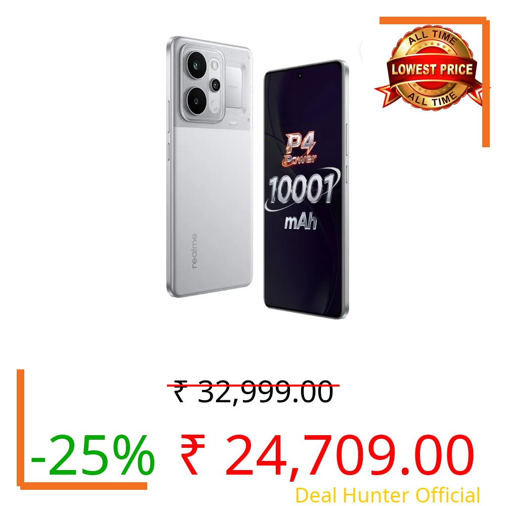 realme P4 Power 5G Smartphone, 8GB RAM, 128GB Storage, TransSilver, 10001mAh Battery