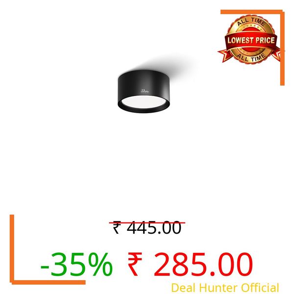 Murphy 3W LED Disc Surface Light Black Finish | Warm White 3000K | Up to 300 Lumens | Aluminium Body | BIS Approved | 2 Year Warranty | Pack of 1