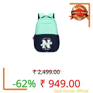 United Colors of Benetton Unisex High-School Backpack PETRO - Mint Green | Printed Daypack with 3 Compartments, Airmesh Padding | Backpack for School Girls and Boys | 28L Capacity