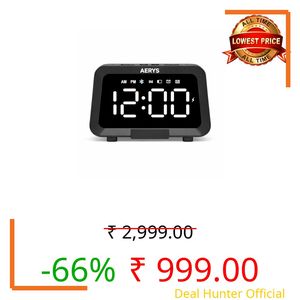 AERYS Digtial Alarm Clock with Heavy Speaker Radio Pen and Mobile Holder | 5.4 Hi FI Stereo Sound Speaker with Dual Alarm | USB-C | Ideal for Students, Home, Office,Home Decor, Corporate Use