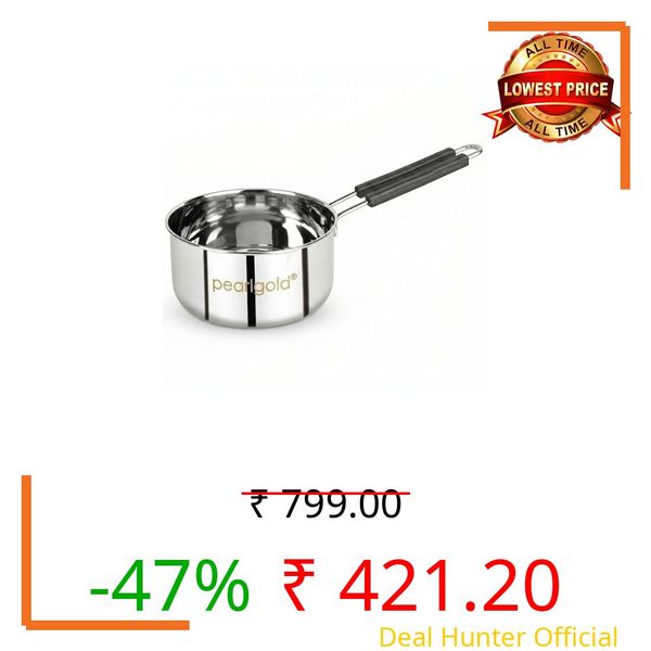 Premium Stainless Steel Tea Pan Saucepan Tapeli Patila | Induction Friendly Heavy Duty Milk & Chai Boiling Pot Flat Base | Multipurpose Steel Pan for Gas & Induction Stove (2, litres)
